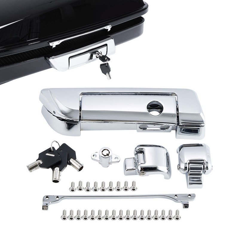 Chrome Trunk Latch & Hinge Lock Kit For Harley Touring Road Glide 2014-2025