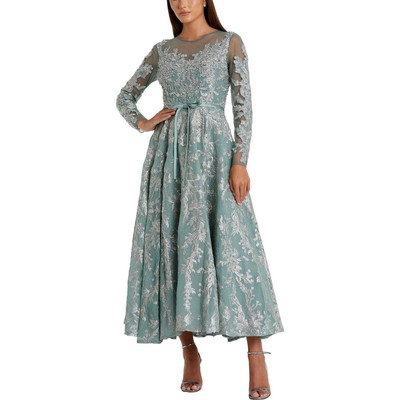 Женское вечернее платье Mac Duggal, украшенное зеленой органзой, 6 BHFO 1675