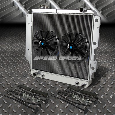 3-РЯДНЫЙ АЛЮМИНИЕВЫЙ РАДИАТОР + 2X7 ВЕНТИЛЯТОРОВ ЧЕРНОГО ЦВЕТА ДЛЯ 87-06 JEEP WRANGLER YJ/TJ 2.4-4.2