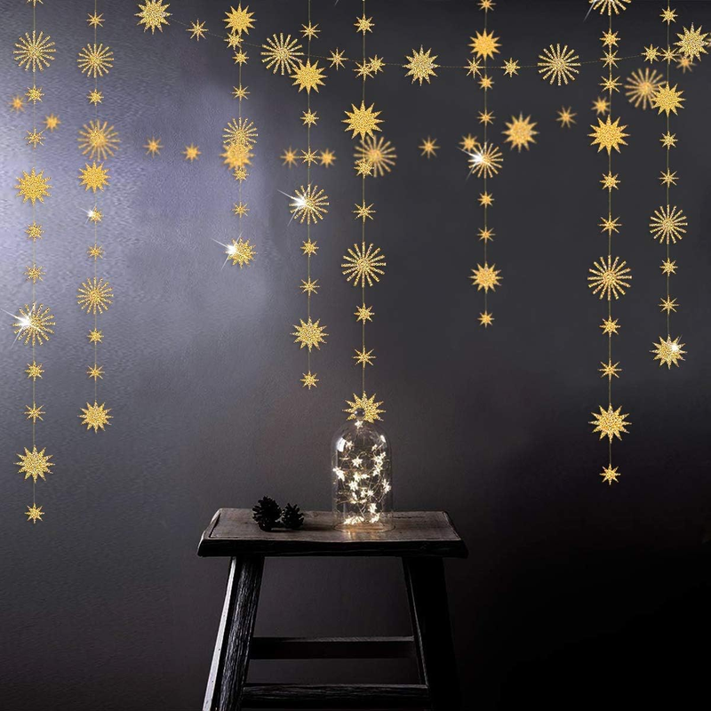 Pinkblume Gold Star Party Decorations Kit Sparking Twinkle Star Garland Glitter