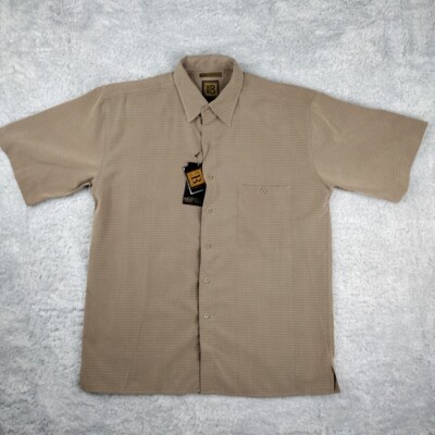 Bruno Button-up Shirt Men's Large Brown Collared Pocket Sueded Microfiber