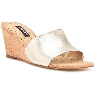 Женские золотые лакированные туфли-лодочки на танкетке Nine West Womens 9 Medium (B,M) BHFO 1673