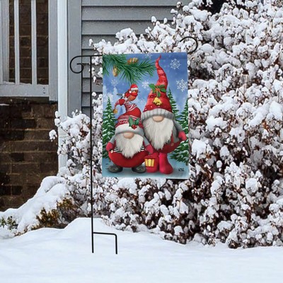Winter Gnomes Christmas Garden Flag Humor Santa Hats 12.5" x 18" Briarwood Lane