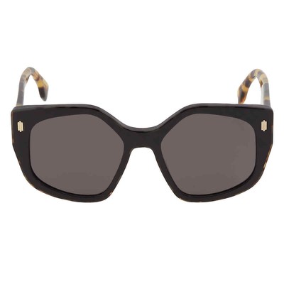 Pre-owned Fendi Smoke Geometric Ladies Sunglasses Fe40017i 01a 55 Fe40017i 01a 55 In Gray