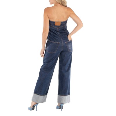 Pre-owned Alexander Wang Strapless Denim Jumpsuit, Brand Size 2 In Purple
