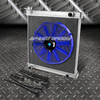 2-РЯДНЫЙ АЛЮМИНИЕВЫЙ РАДИАТОР + 1X 14 ВЕНТИЛЯТОРОВ СИНЕГО ЦВЕТА ДЛЯ JEEP WRANGLER YJ/TJ 97-06 ОБЪЕМОМ 2,4-4,2 л