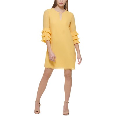 

Женское желтое полуформальное платье из желтого крепа Vince Camuto  BHFO 2949, Желтый