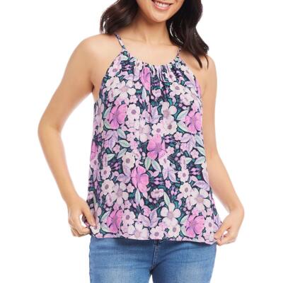 Женская плиссированная блузка на бретелях с цветочным принтом Karen Kane BHFO 6178