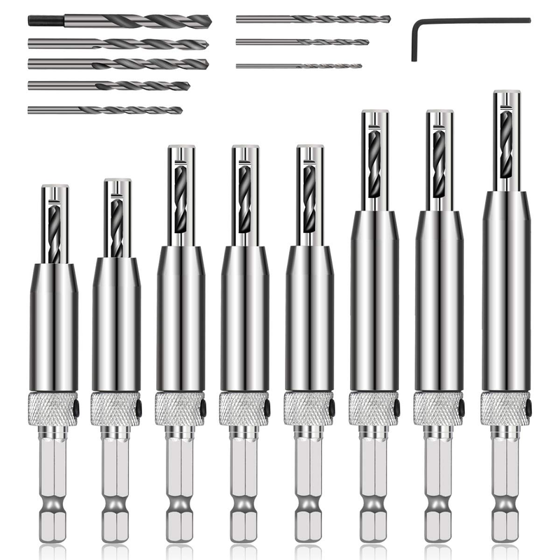 Self-Centering Drill Bit Set, 17Pcs VIX Bits, 1/4