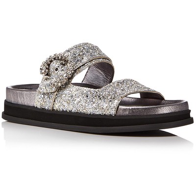 

Женские сандалии Jimmy Choo Marga Silver Slide Sandals 39 Medium (B,M) BHFO 6781, Platinum/crystal, Marga