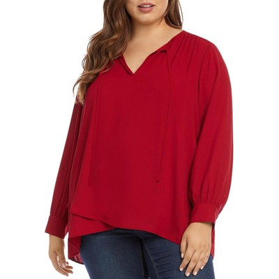 

Женская красная блузка с завязкой спереди Karen Kane, рубашка плюс  BHFO 7688, Красный