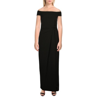 Женское черное вечернее платье в сборку Lauren Ralph Lauren 4 BHFO 1981