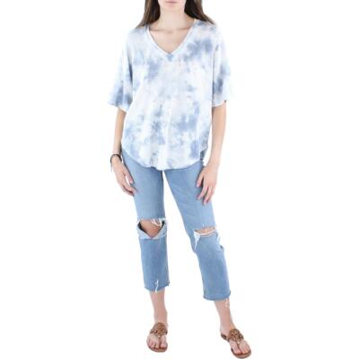 

Anthropologie Maronie Женская синяя футболка с коротким рукавом Tie-Dye  BHFO 1360, Blue/white