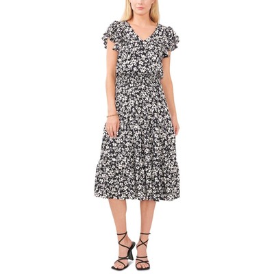 Женское летнее миди-платье Vince Camuto черного цвета с расклешенными рукавами XS BHFO 3459