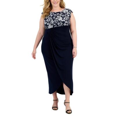Connected Apparel Womens Faux Wrap Long Formal Evening Dress Gown Plus BHFO 2756