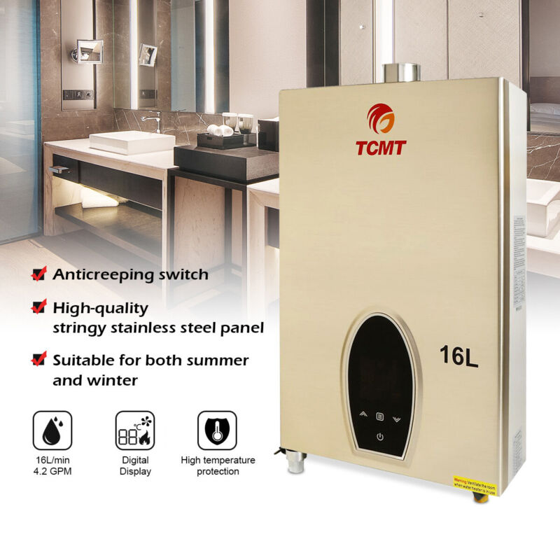 16L  Natural Gas Tankless Hot Water Heater Instant On Demand Whole House