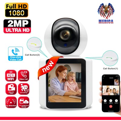 2MP Video Calling Smart Camera WIFI IPS Screen Wireless AI Baby Monitor CCTV IR