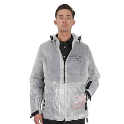 Pre-owned Moncler Men's White Day-namic Crinkled-shell Hooded Rain Jacket