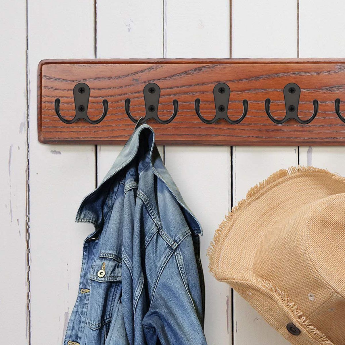 10/20pcs Heavy Duty Double Prong Coat Hooks Home Office Wall Mounted Hat Clothes
