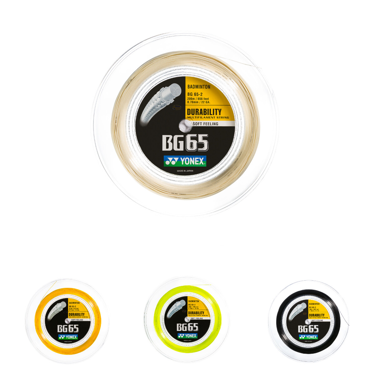 YONEX - BG 65 200m Rolle die beliebtesten Badmintonsaite mit Farbauswahl