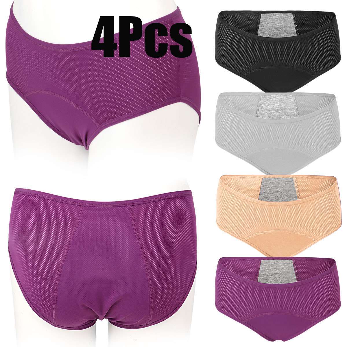 4pcs/set Menstrual Period Leak Proof Panties Women Underwear Pants Nylon Briefs
