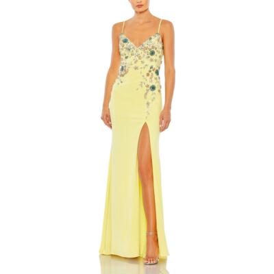 Женское вечернее платье Mac Duggal с желтыми украшениями, 8 BHFO 5667