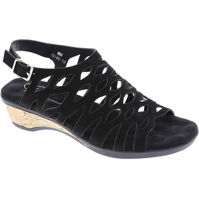 Ros Hommerson Womens Katia Black Wedge Sandals 10.5 Narrow (AA,N) BHFO 0010