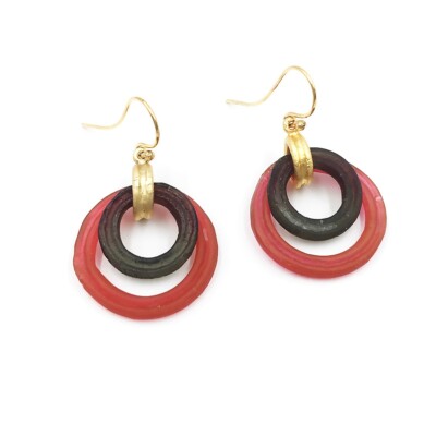 MICHAEL VINCENT MICHAUD BLACK AND RED EARRINGS 1166EF