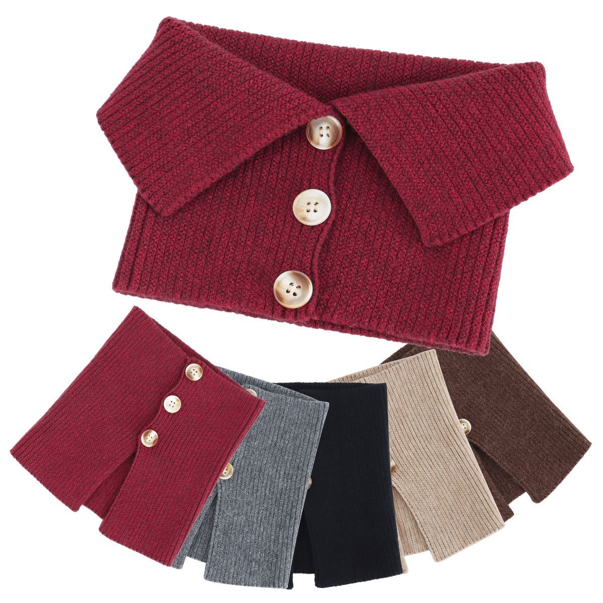 Womens Buttons Knit Turtleneck Collar Warmer Cover Scarf Faux Fake Collar LAVA