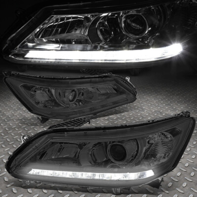 ДЛЯ HONDA ACCORD 2013-2015 ПАРА ДЫМЧАТЫХ ПРОЗРАЧНЫХ ПРОЕКТОРНЫХ ФАР/ЛАМП с LED DRL