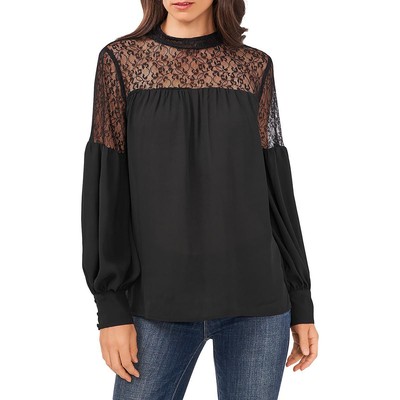 

Женская черная кружевная блузка Vince Camuto  BHFO 4054, Rich black