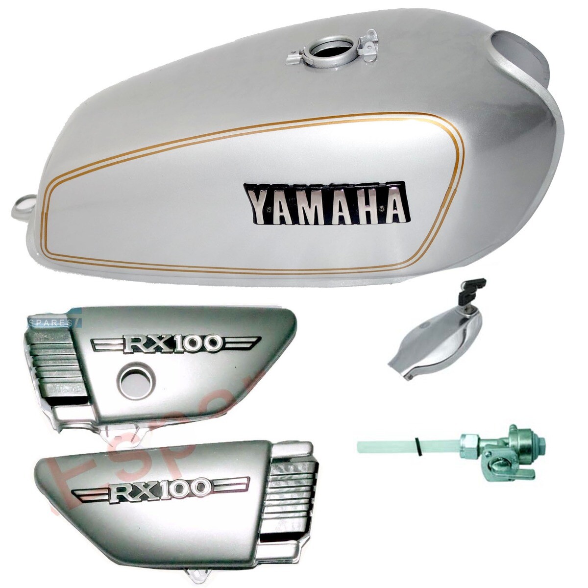 Yamaha Rx100 Rx125 Petrol Fuel Tank With Side Panel Lid Cap Tap  