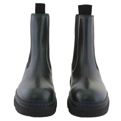 Pre-owned Burberry Creeper Leather Chelsea Boots Z-2p8d3 In Check Description