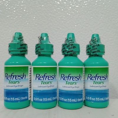 4 bottles Refresh Tears lubricant eye drops 15mL Ea Exp 02/24+ w/o Boxes