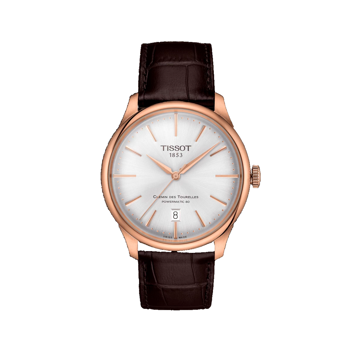 Pre-owned Tissot Chemin Des Tourelles Powermatic 80 Rose Gold 39mm Watch T1398073603100