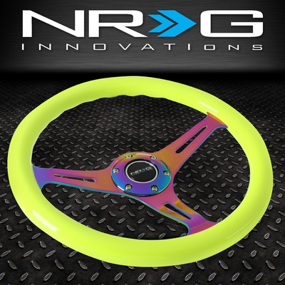 РУЛЕВОЕ КОЛЕСО NRG 350MM NEON YELLOW WOOD GRAIN NEO С ХРОМИРОВАННЫМИ СПИЦАМИ и КНОПКОЙ ЗВУКОВОГО СИГНАЛА
