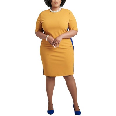 Женское офисное платье-футляр из золотого крепа с цветными блоками Kasper Womens BHFO 0293