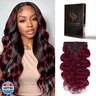 Tandulo Clip in Hair Extensions Real Human Hair Body Wave 99J Burgundy Clip in 100% Brazilian Remy Human Hair Extensions 8pcs Per Set with 18 Clips Double Weft 18 Inch 100g/3.6oz