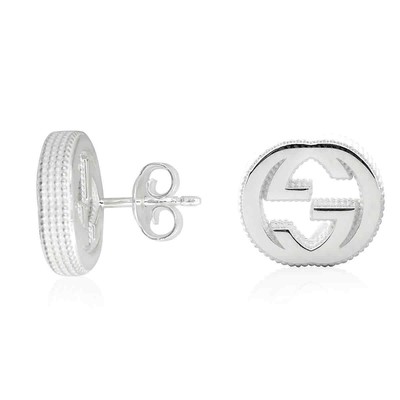 Pre-owned Gucci Interlocking Earrings In Silver