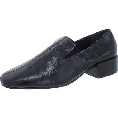 

Женские черные кожаные лоферы на каблуке Via Spiga 10 Medium (B,M) BHFO 7020, Black crocodile