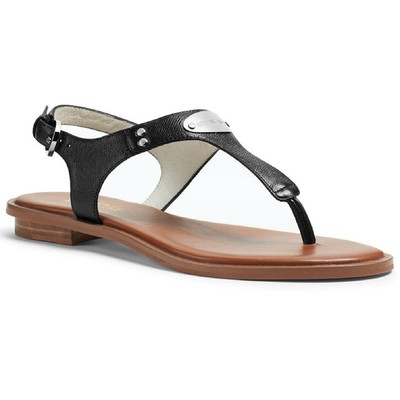 

MICHAEL Michael Kors Womens MK Plate Black Thong Sandals 6 Medium (B,M) 6105, Черный