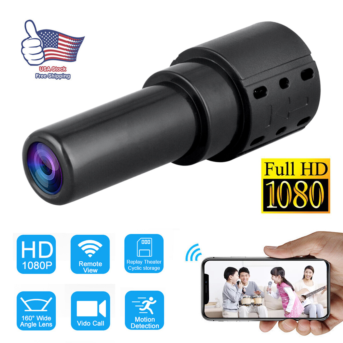 Mini Hidden Camera Wi-Fi HD 1080P IP DVR Spy Camcorder Home Security Nanny Cam