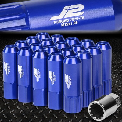 J2 ENGINEERING 7075 АЛЮМИНИЙ M12X1.25 16ШТ 60 ММ ГАЙКА С ОТКРЫТЫМ НАКОНЕЧНИКОМ 4ШТ ЗАМОК СИНИЙ