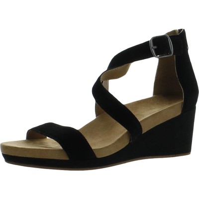 

Женские черные сандалии на танкетке Lucky Brand Kenadee 7 Medium (B,M) BHFO 6679, Black suede