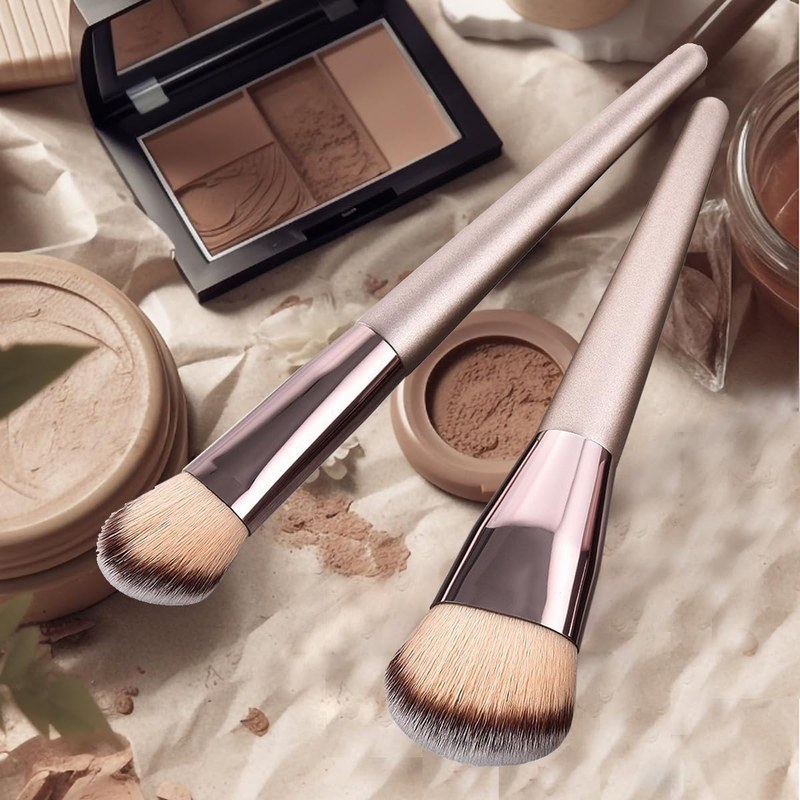 2Pcs Kabuki Makeup Brushes Angled Foundation Brush Premium Contour and Highlight