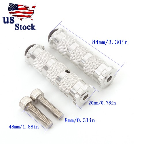 US Aluminum Motorcycle Silver Footpeg Rider Foot Rest Peg Set Rearset Pedal Bike