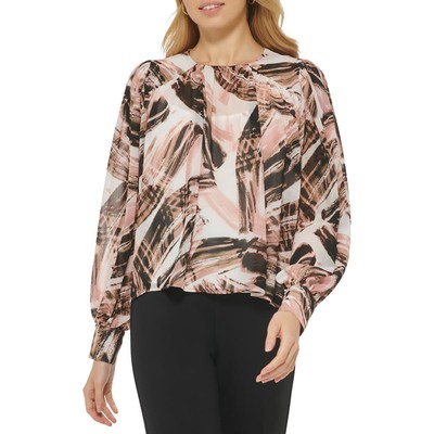 Женская розовая блузка с абстрактным рисунком Дольмена DKNY S BHFO 6156