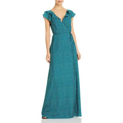 

Aidan by Aidan Mattox Женское зеленое повседневное макси-платье с запахом и принтом  BHFO 2941, Emerald