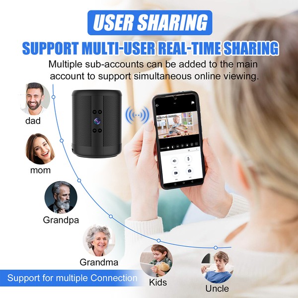 1080P 4K Mini Spy Camera WiFi Bluetooth Speaker Night Vision Home Security Cam - Image 5