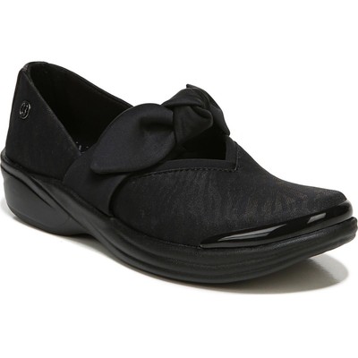 Bzees Womens Playful Black Slip On Bow Loafers Shoes 10 Medium (B,M) BHFO 6085